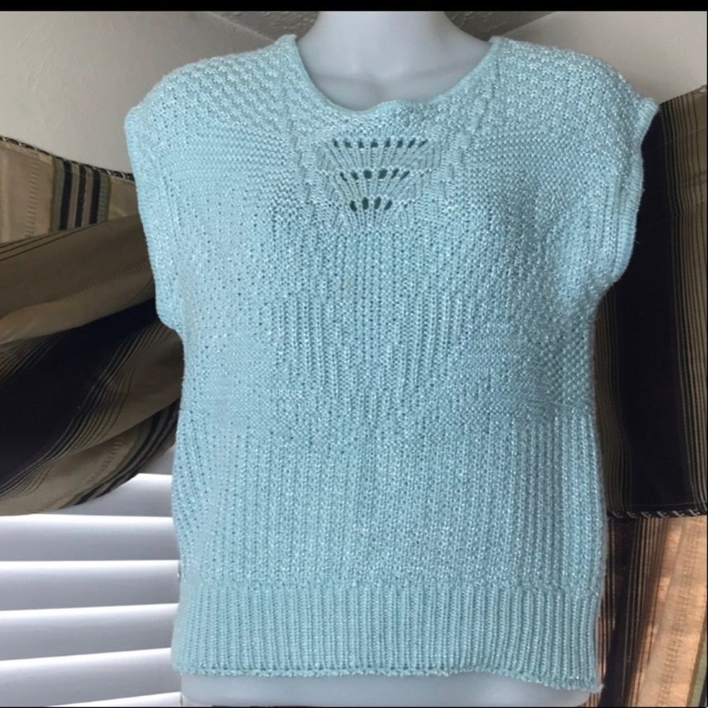 Vintage Baby Blue Knit Top | Cross-Country Knits. - Picture 1 of 8